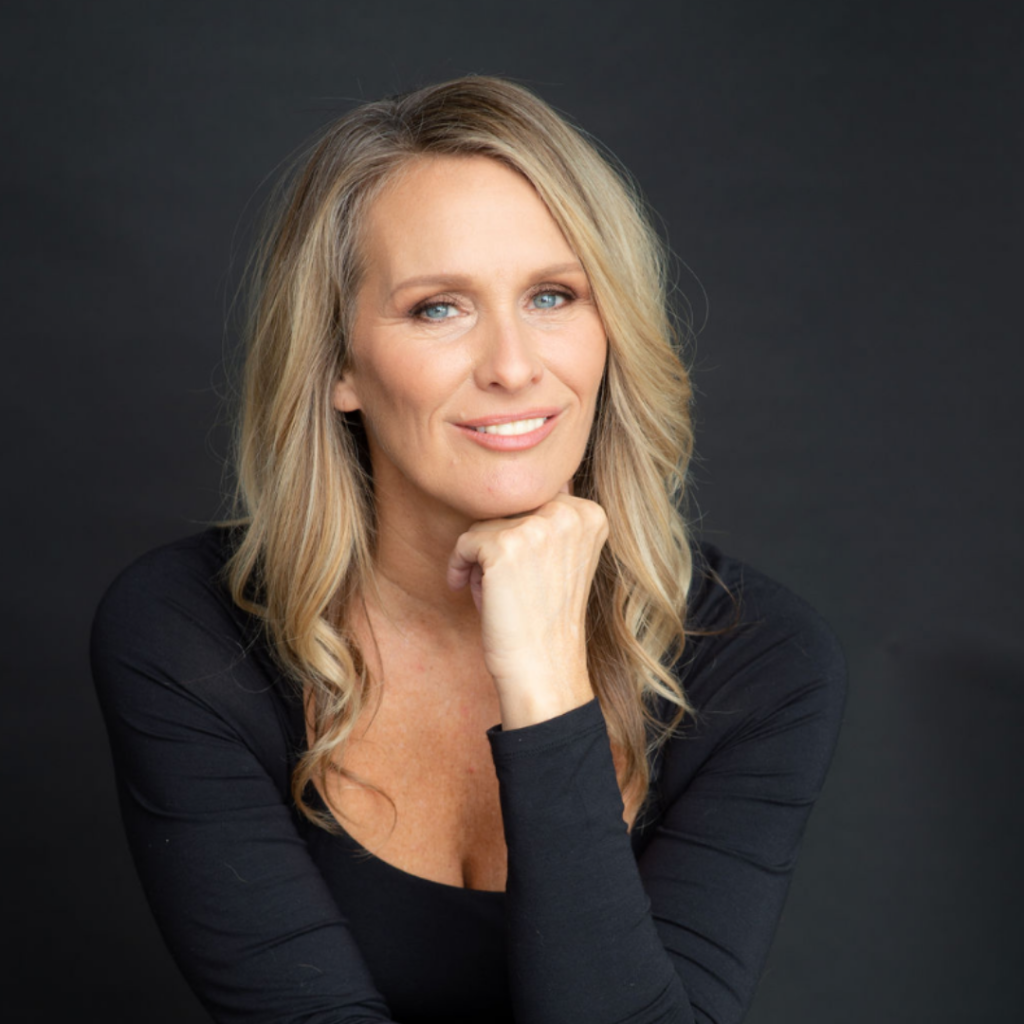 Portrait of a woman with a black background