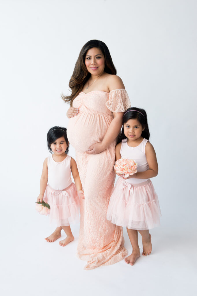 pregnant woman with children