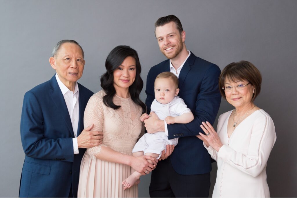 family on a grey backdrop