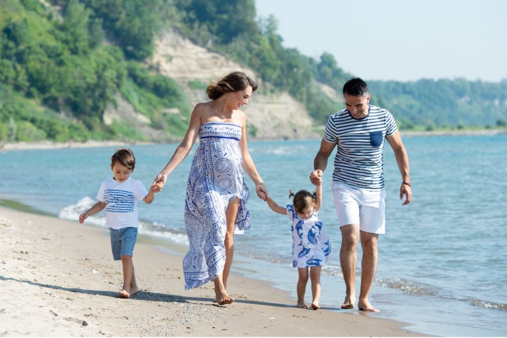 family on a beach