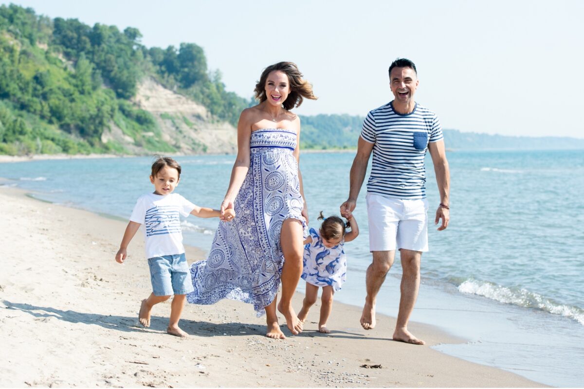 family on the beach
