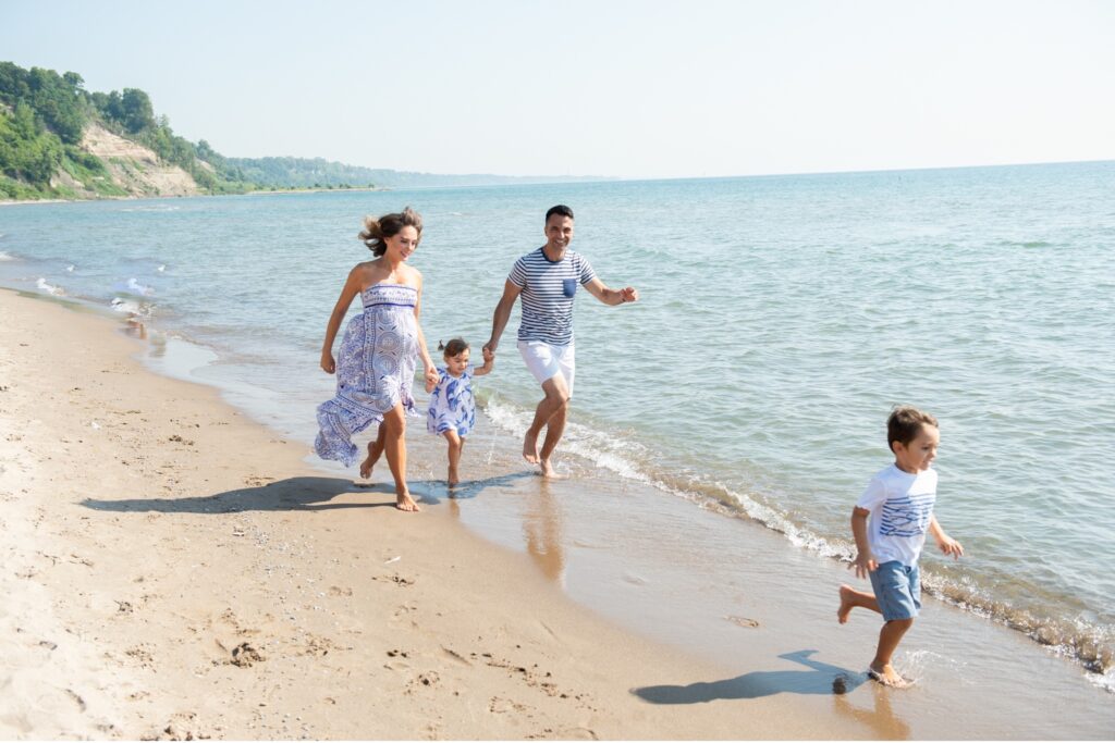 family on the beach