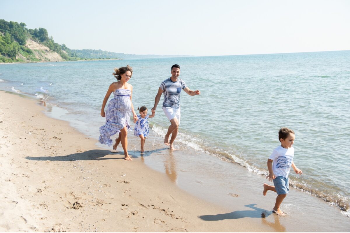 family on the beach