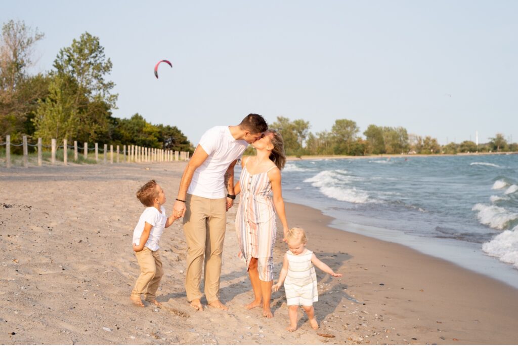 family on the beach